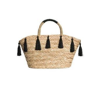 H&M タッセルストローショッパーバッグ
