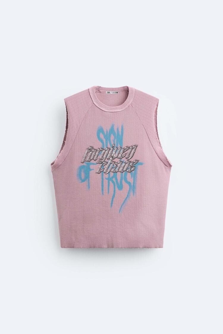 ZARA テキストプリント ニット Ｔシャツ