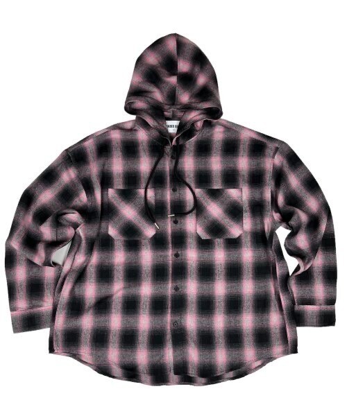 SK8ER ROCK Ombre Check Hoodie Shirt Pink