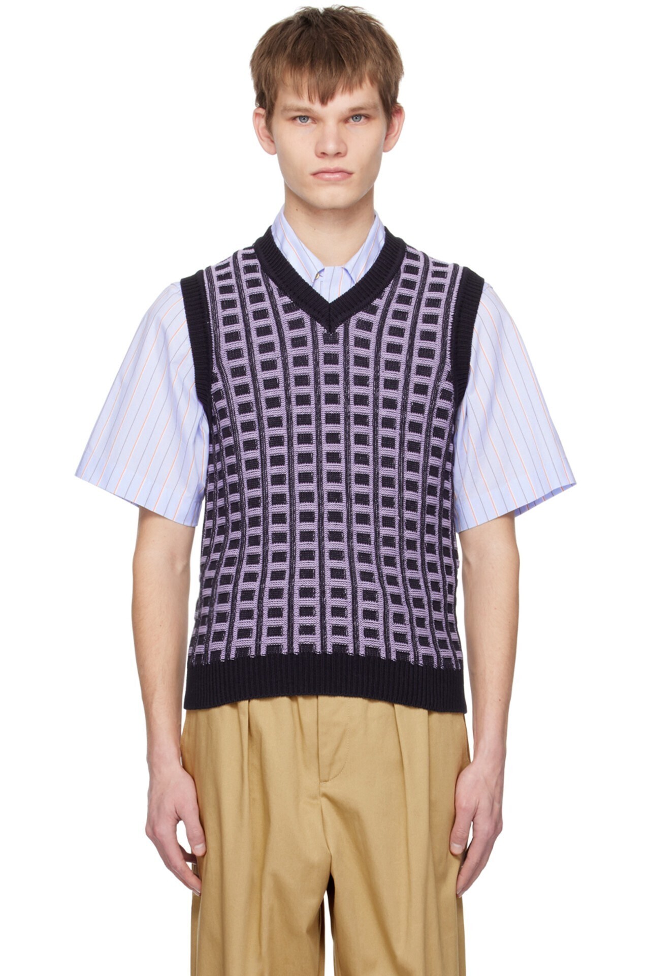 MARNI ネイビー＆パープル チェック ベスト