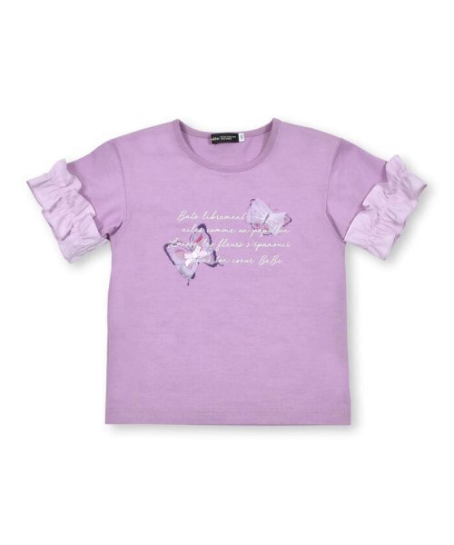 BeBe 水彩風ちょうちょプリント半袖Tシャツ