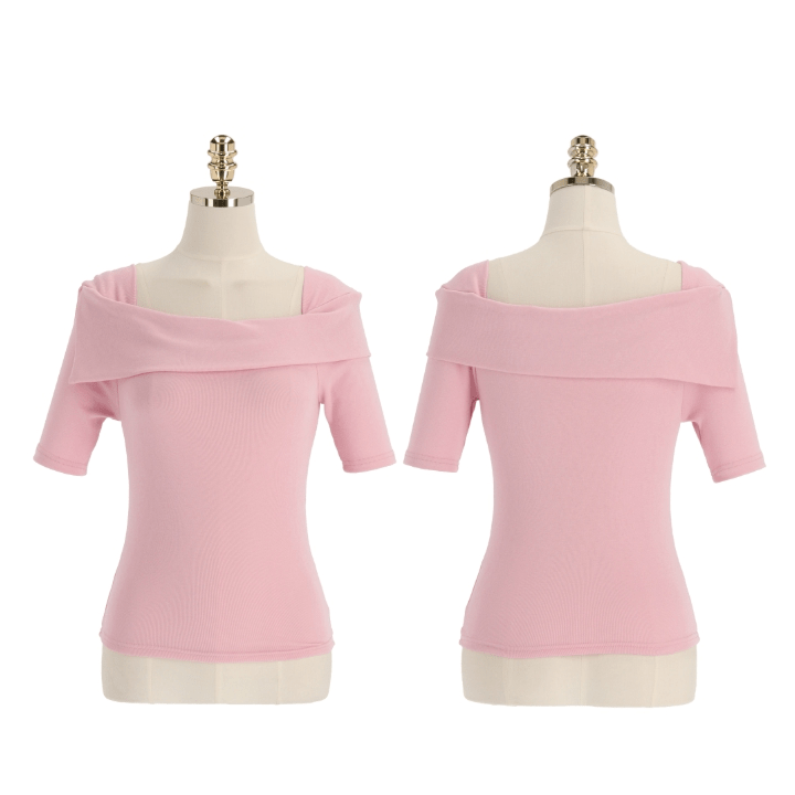 ATTRANGS「アットランス」 ◯【即日発送可能】ts3222 ドレープオフショルダー半袖Tシャツ