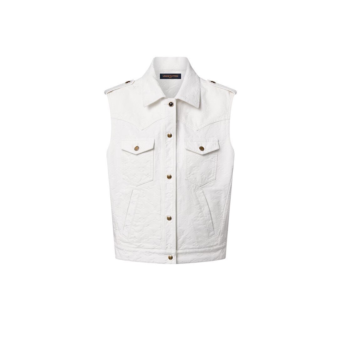 LOUIS VUITTON Monogram Jacquard Sleeveless Denim Jacket