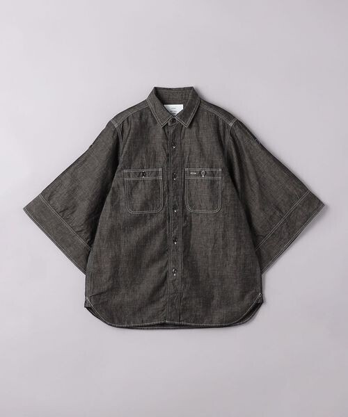 HYKE シャンブレー ベルスリーブ シャツ