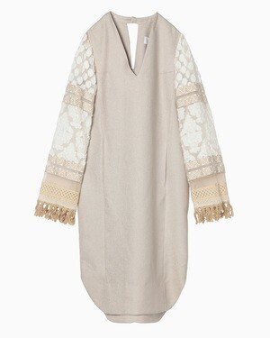 mame Cut Jacquard Sleeve I-Line Dress