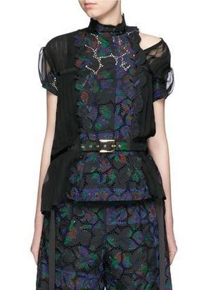 sacai ボタニカル柄レースブラウス