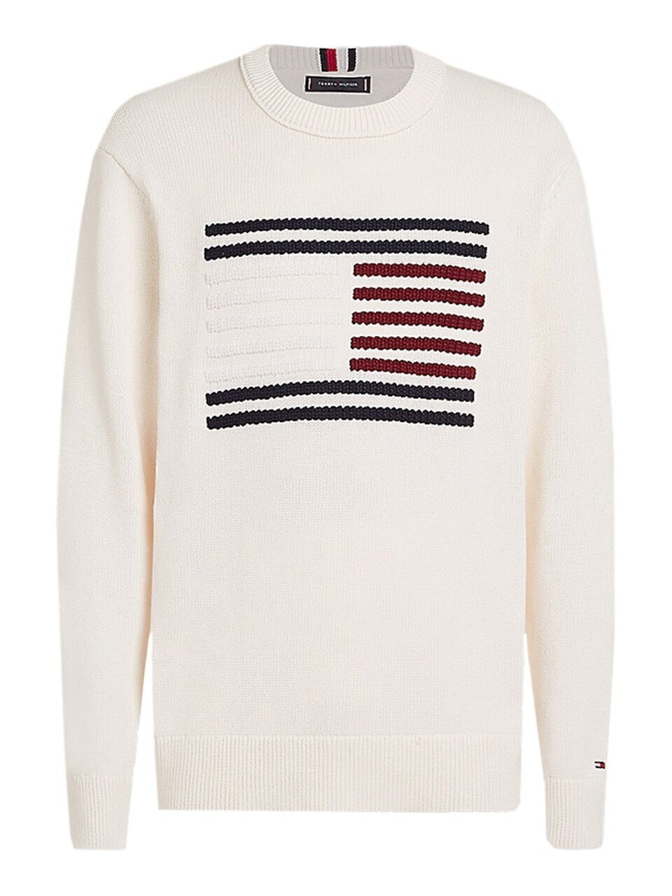 TOMMY HILFIGER PULL DÉCONTRACTÉ À DRAPEAU EN MAILLE TORSADÉE
