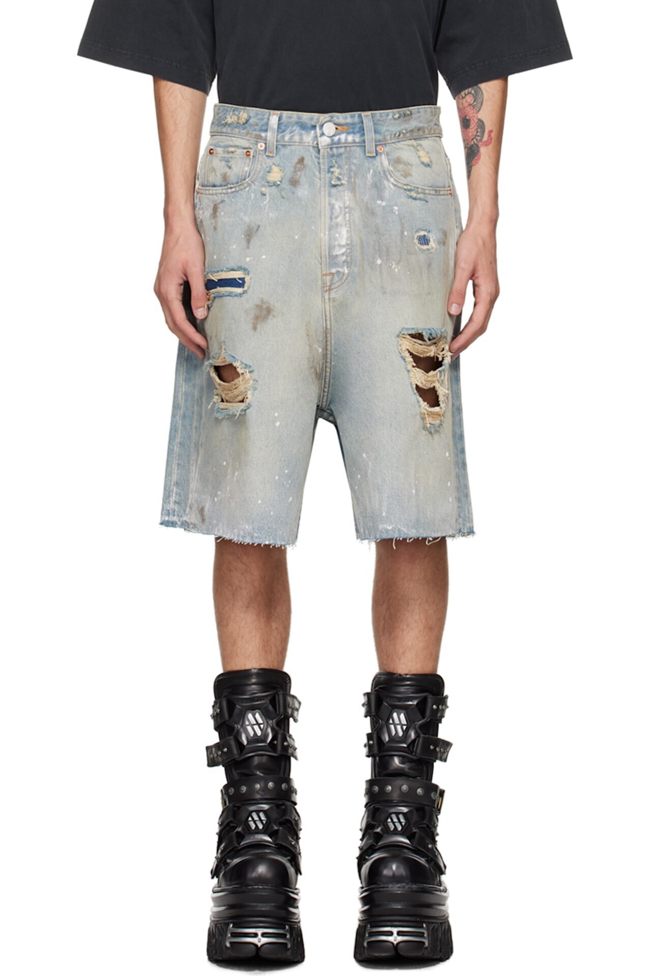 VETEMENTS ブルー Big Shape トラッシュ デニムショートパンツ