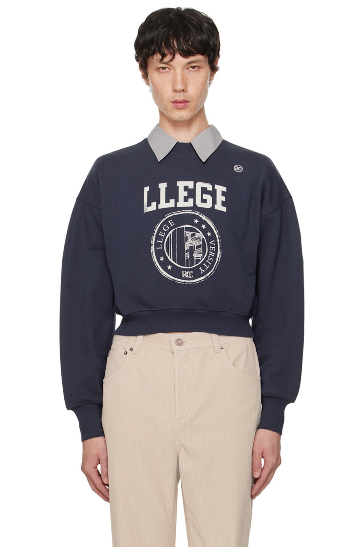 RECTO ネイビー LLEGE ロゴ フーディ