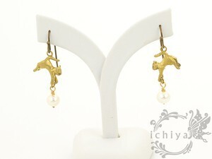 ichiya 【ICY-0002-00-Bs】ichiya / 猫とパールのピアス 淡水パール 真鍮製