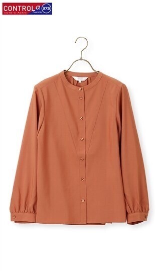洋服の青山 バンドカラーイカムネ切り替えブラウス