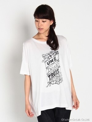 H.A.K 1.2.3 ロゴコラージュプリントビックTシャツ