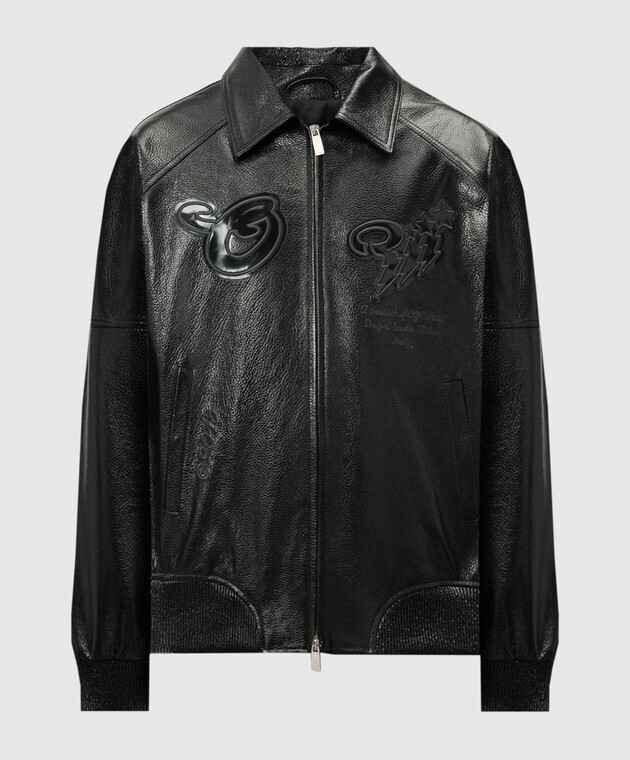 OFF-WHITE SCORPIO BLACK LEATHER JACKET