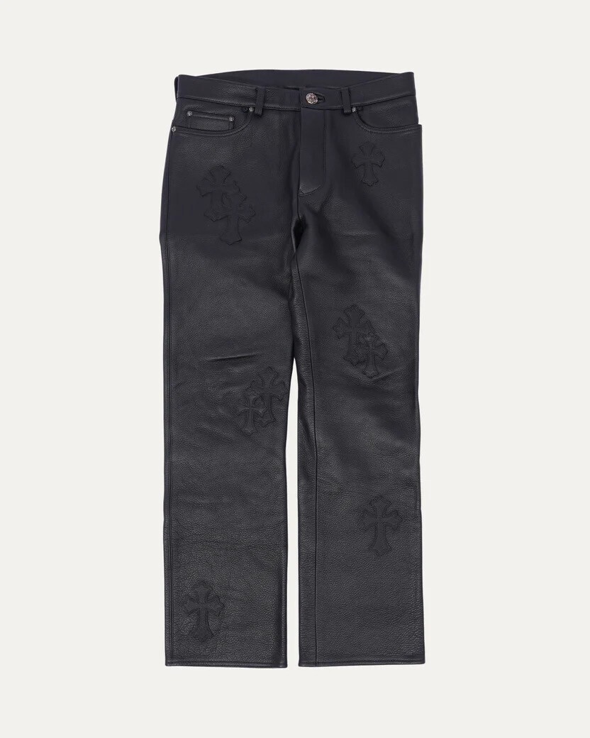 CHROME HEARTS Cross Patch Leather Pants