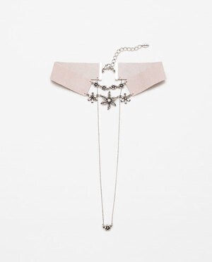 ZARA クリスタル＆レザーチョーカー