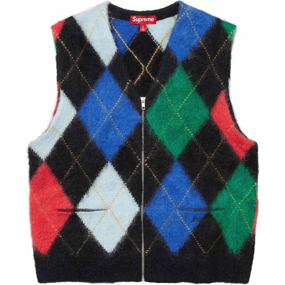 Supreme BRUSHED ARGYLE ZIP UP VEST