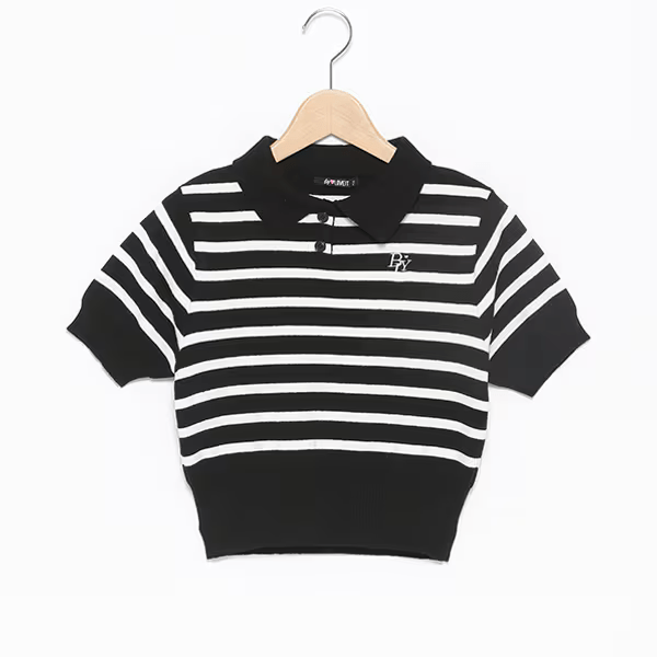 by LOVEiT ウォッシャブルボーダーポロニット