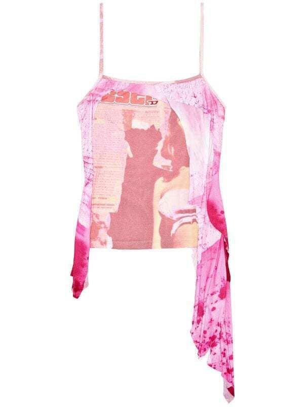 DIESEL T-Malo-P1 graphic-print draped EcoVero top