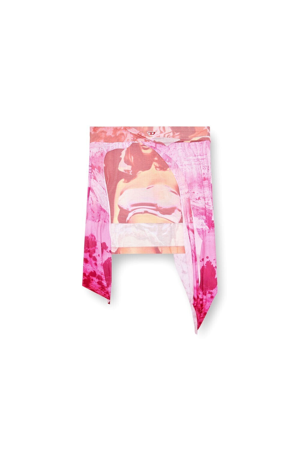 DIESEL Asymmetric mini skirt in printed jersey