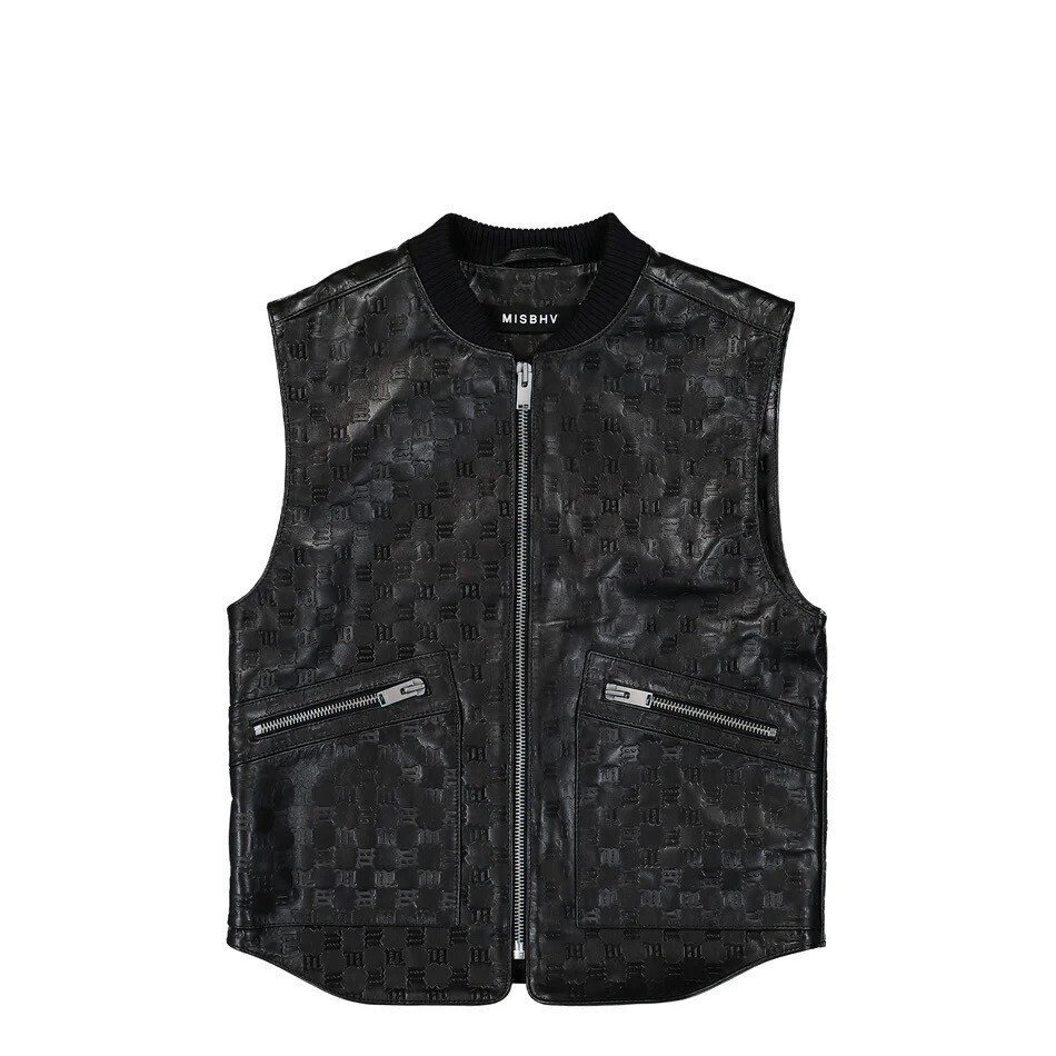 MISBHV LEATHER MONOGRAM EMBOSSED VEST