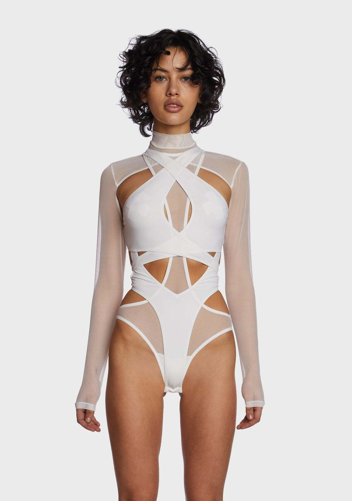 Darker Wavs Crossfade Strappy Spandex And Mesh Body Suit