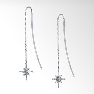 STAR JEWELRY CROSSING STAR LONG PIERCED EARRINGS