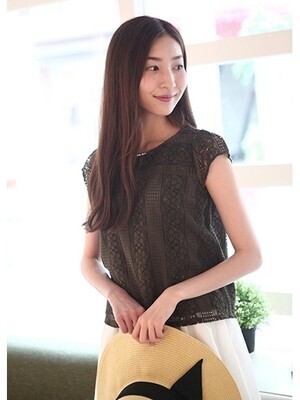 PATTERN fiona ストライプレースブラウス