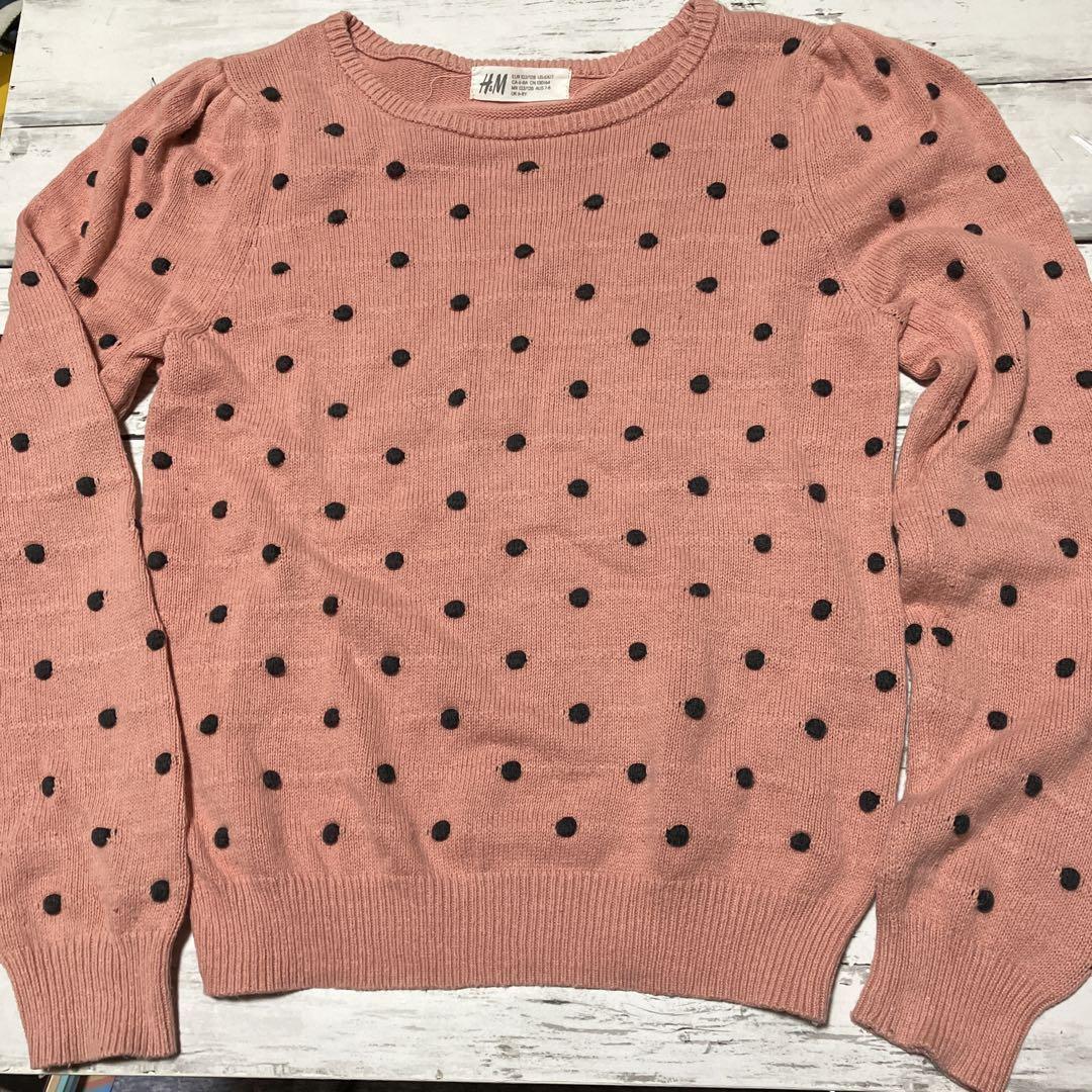 H&M 立体ドット柄 ぽんぽん付き春ニット