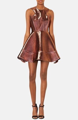TOPSHOP Metallic Skater Dress