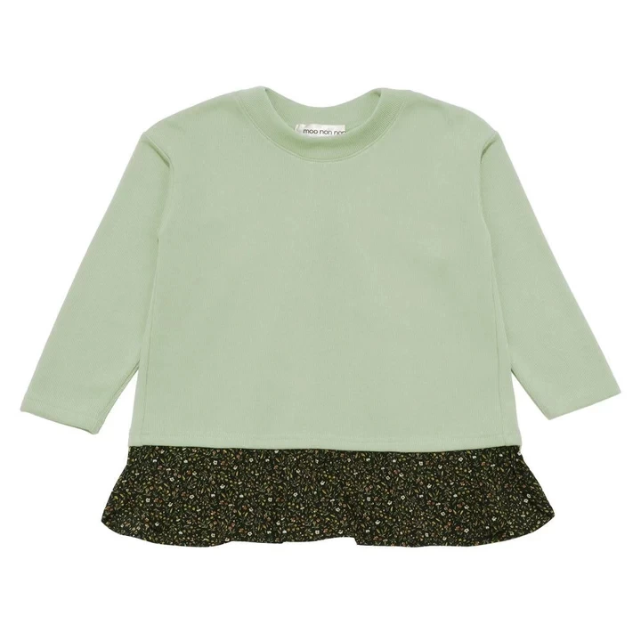 moo non non 小花柄 レイヤード ドッキング Tシャツ