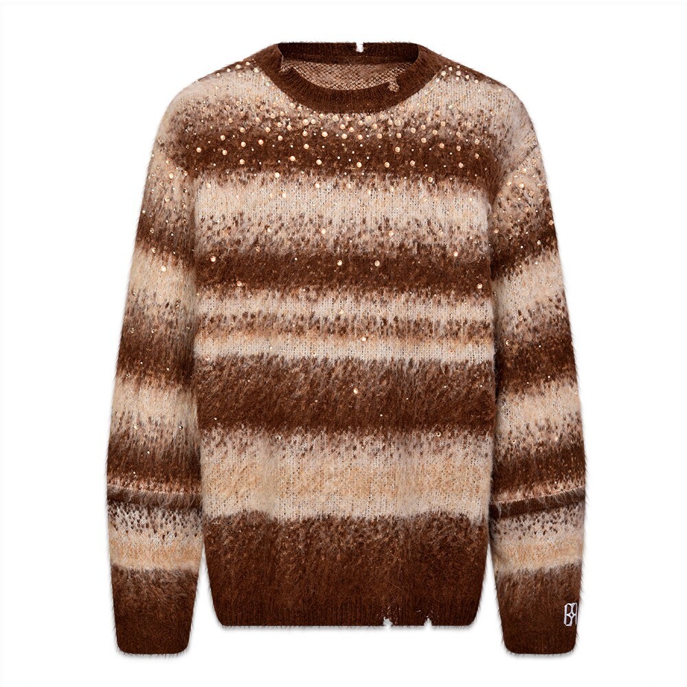 BIRTH OF ROYAL CHILD Rhinestone Encrusted Mohair Blend Sweater