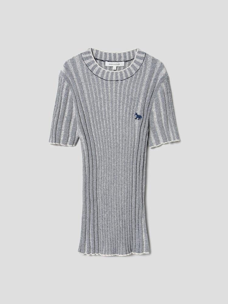 Maison Kitsuné Women Cropped Sleeve Ribbed Jumper