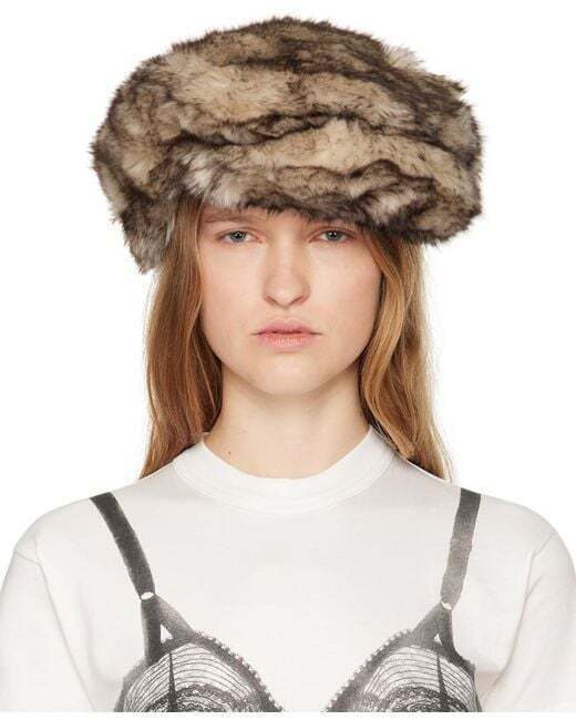 VAQUERA Women's Faux-Fur Newsboy Cap with Press-Stud Brim