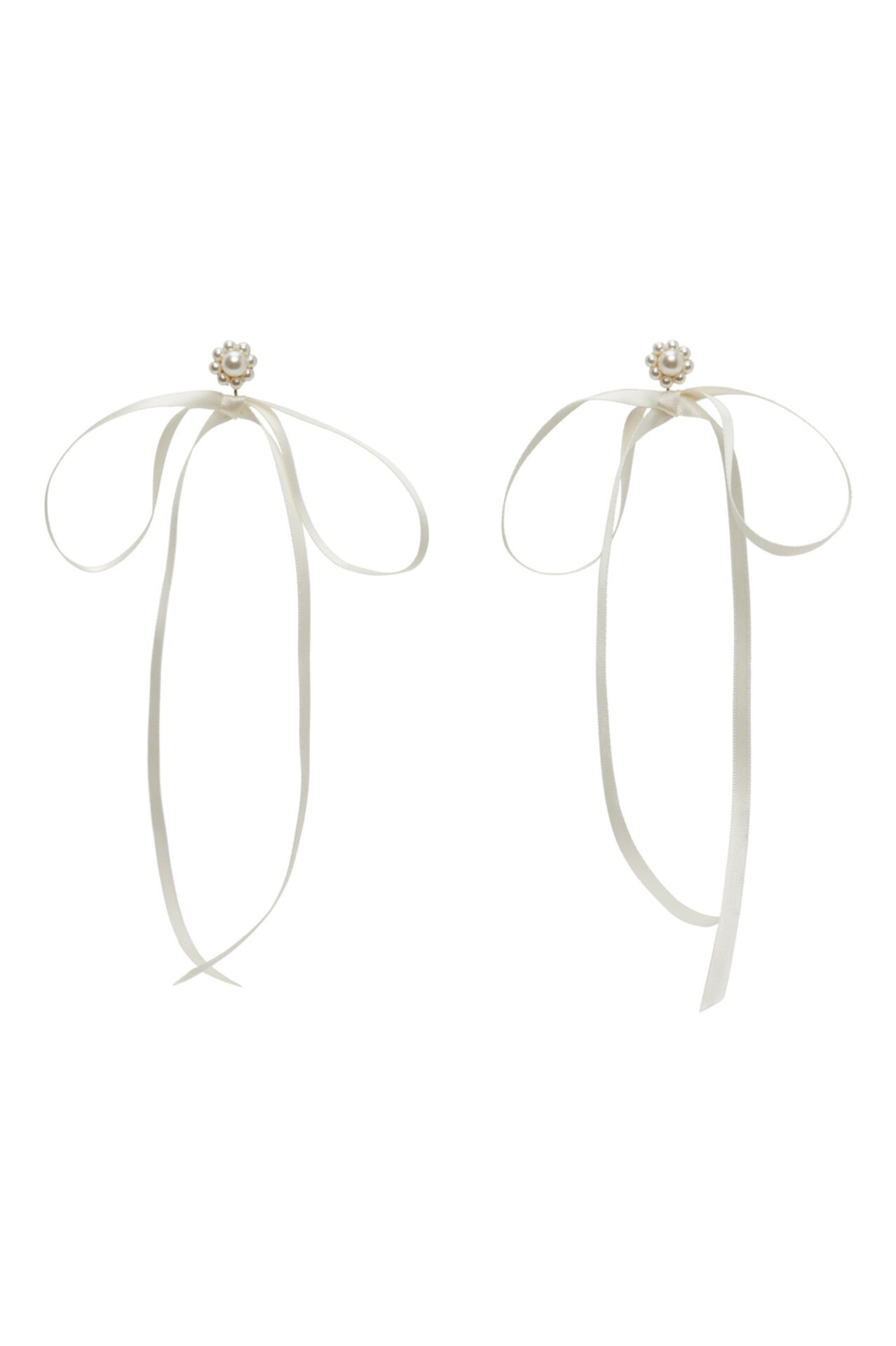 Simone Rocha ホワイト Bow Ribbon スタッドピアス