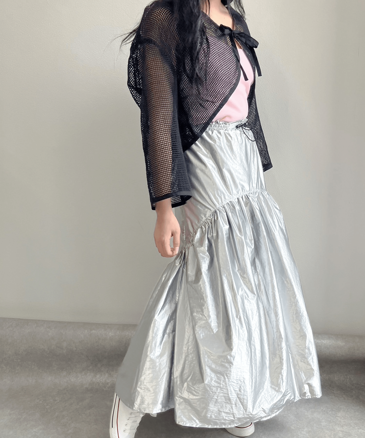 fav store remelulu メタリックギャザースカート