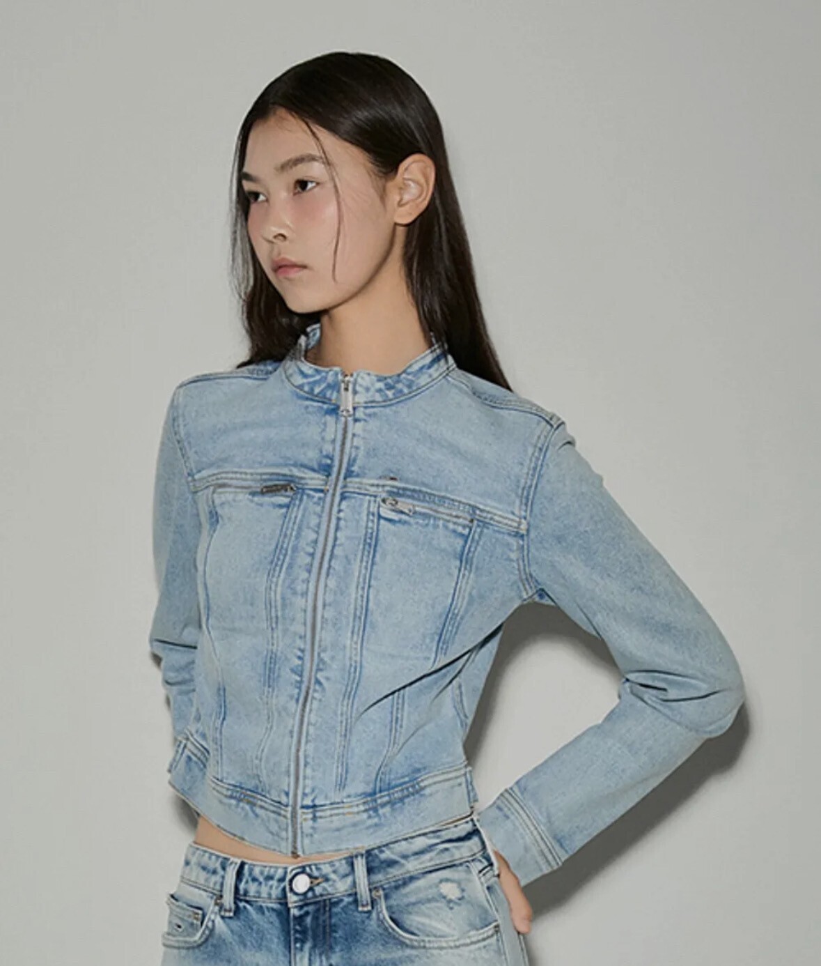 TOMMY JEANS 비비안 바이커 데님 재킷