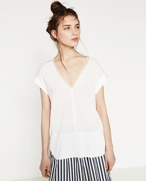 ZARA チュールディテール付きTシャツ