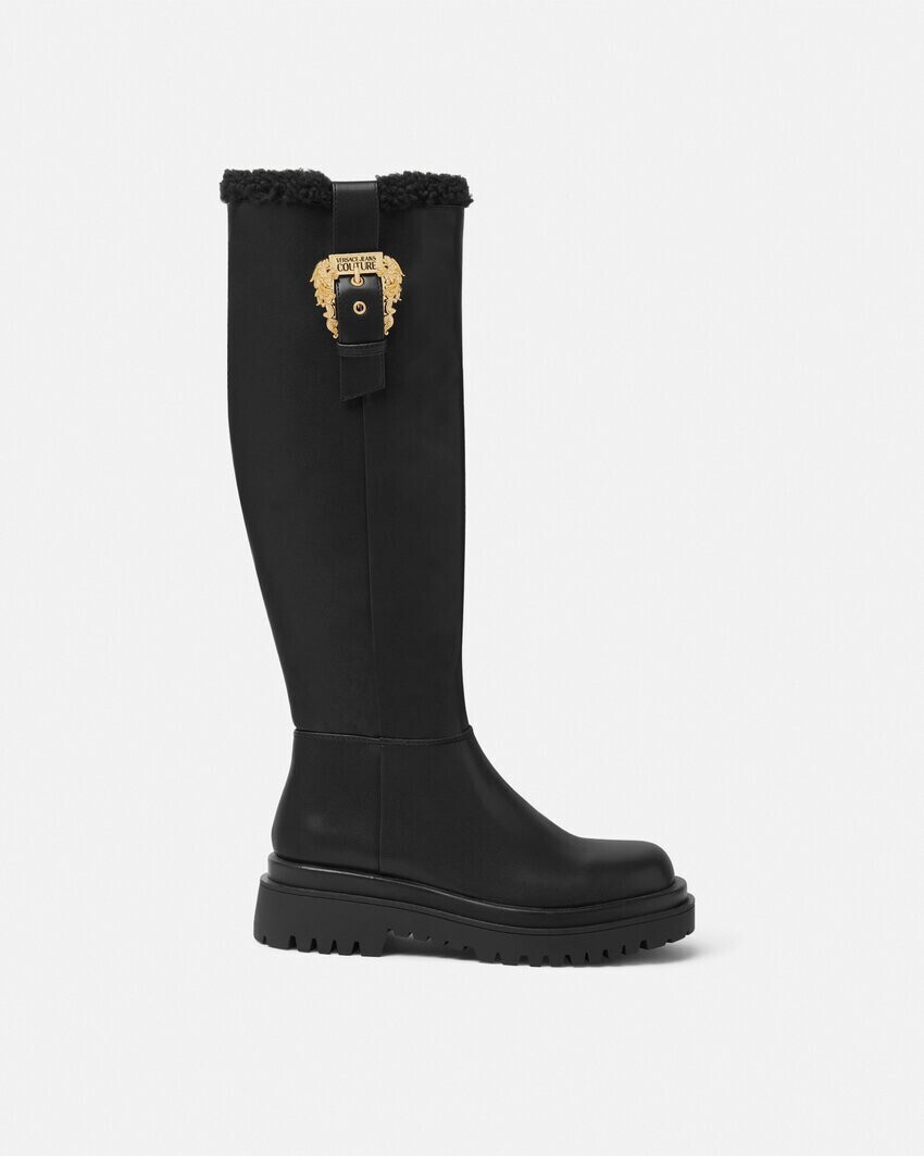 Versace ドリュー バロック バックル ニーハイ ブーツ