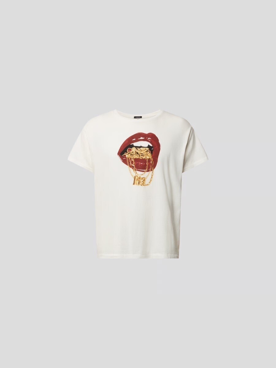 R13 T-Shirt mit Motiv in ecru