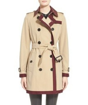 BURBERRY Contrast Trim Modern Fit Trench Coat