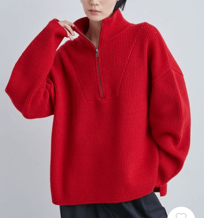 MIESROHE 片畦ニットハーフジッププルオーバー