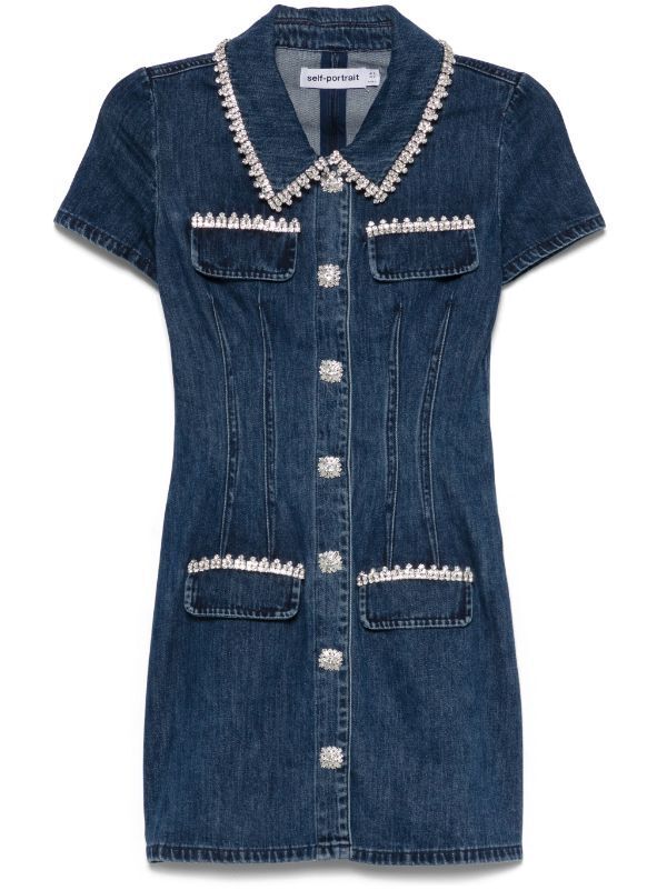 Self-Portrait collared denim mini dress