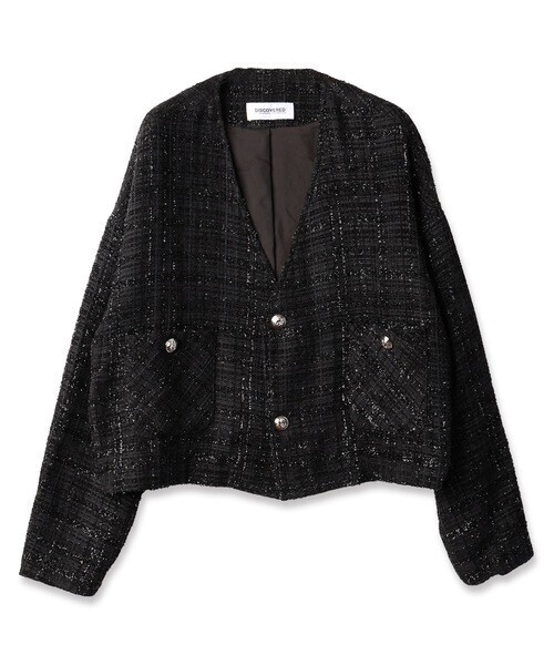 DISCOVERED TWEED NOCOLLAR JACKET