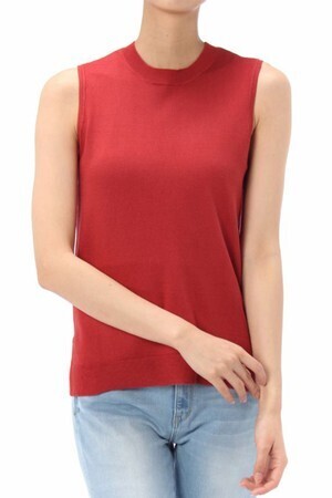AZUL by moussy 《SALE》シルキーデオノースリニットプルオーバー