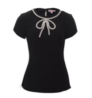 Ted Baker London IANETE Beaded Bow Top in Black