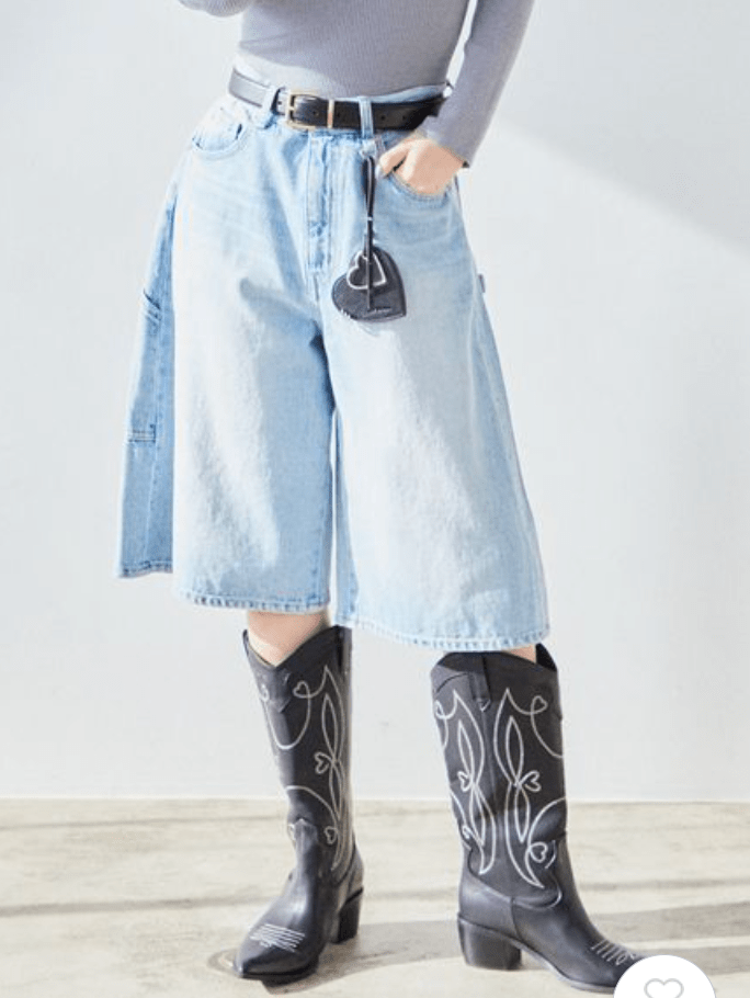 Lily Brown ペインターデニムハーフパンツ