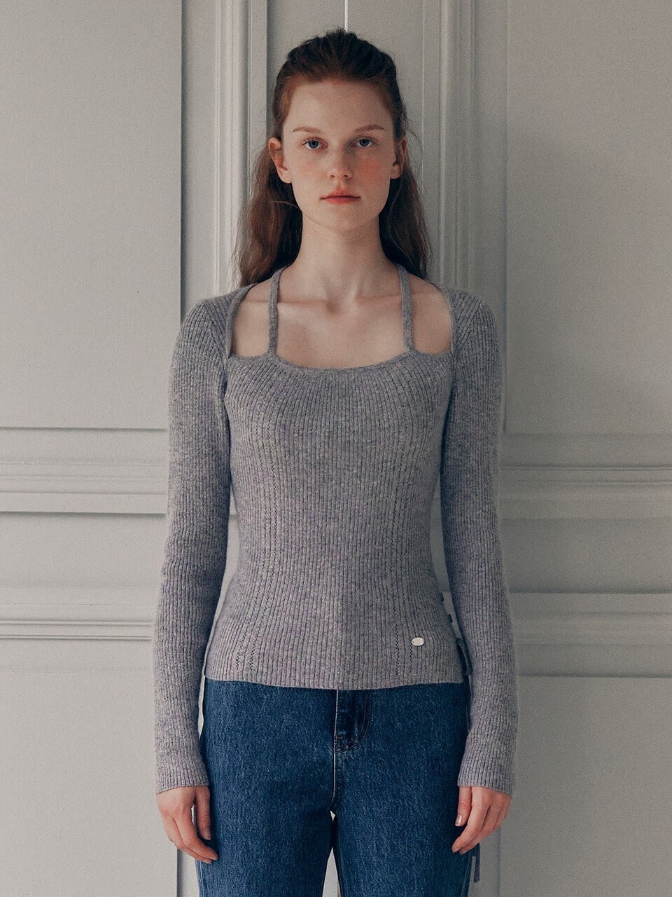 ROLAROLA ANGORA HALTERNECK KNIT GRAY