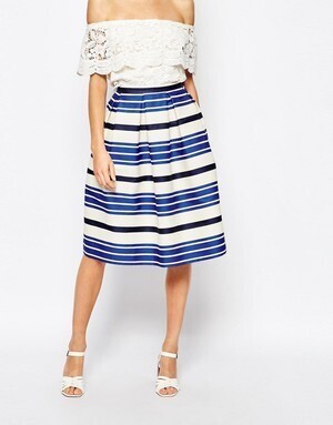 PAUL & JOE SISTER Croisette Blue Stripe Full Midi Skirt