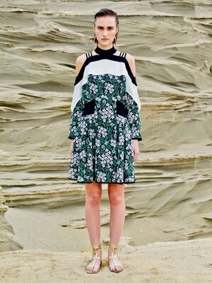 mame Tulle Embroidered Open Shoulder Dress