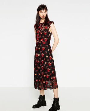 ZARA フラワーレースワンピース